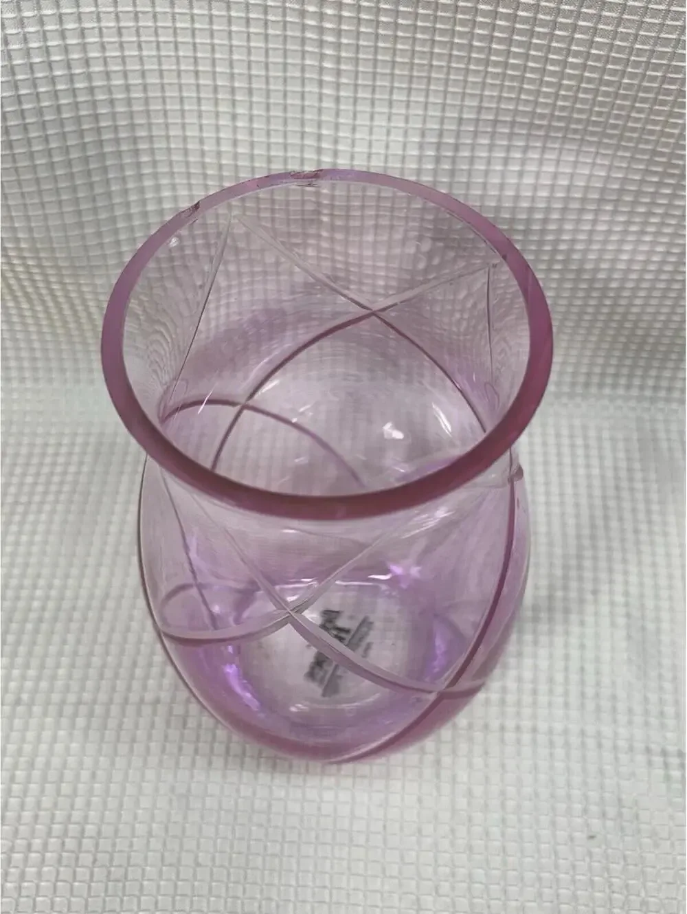 67 Vase Better Homes And Gardens Cut Glass 6.5” Pink Distinctive Diamond Pattern